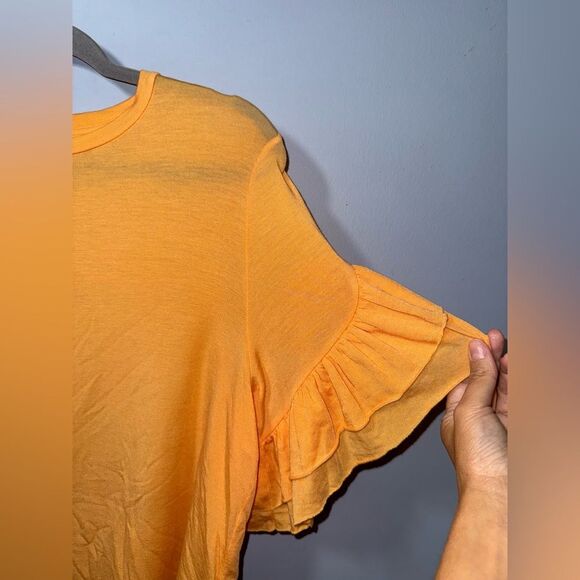 Scotch & Soda Sun N Sand Women’s Ruffle Sleeve Orange Tee Shirt Size Small EUC - Picture 4 of 9